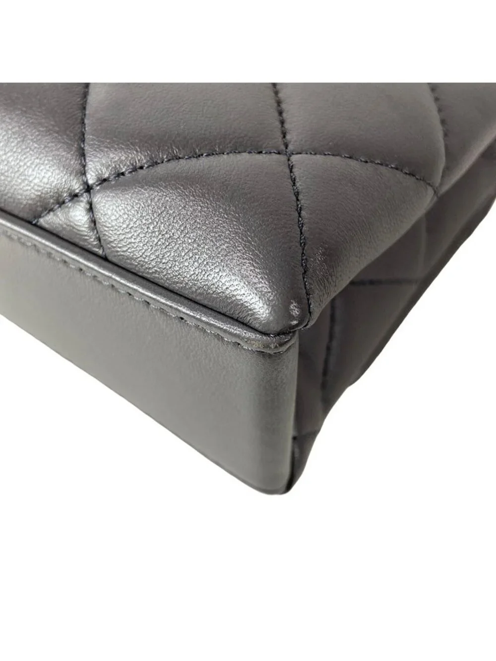 Chanel Shoulder Bag Mini Flap Quilted Gray Lambskin